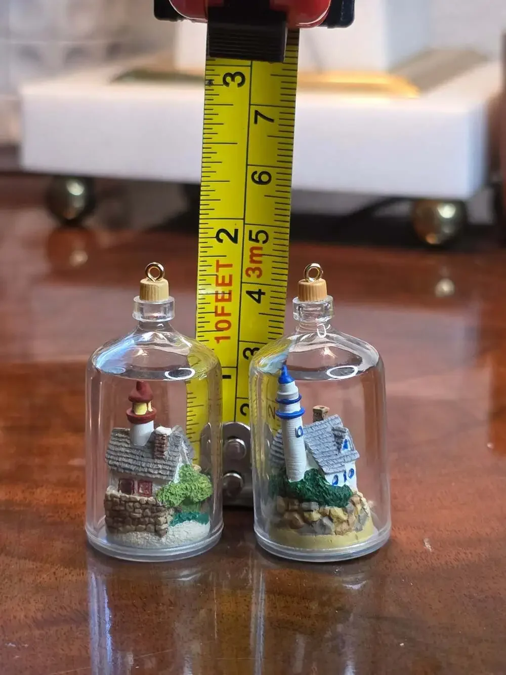 Hallmark Seaside Scenes Miniature Ornaments Lot of 2 Bottle Lighthouse #2 and #3
